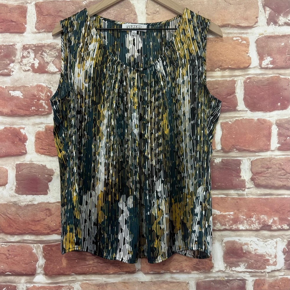 Kasper Top Women's Large Multicolor Abstract Casual Career Camisole Tank Shirt